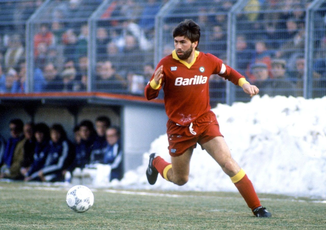 Ancelotti jugador del AC Milan y la Roma, entre otros