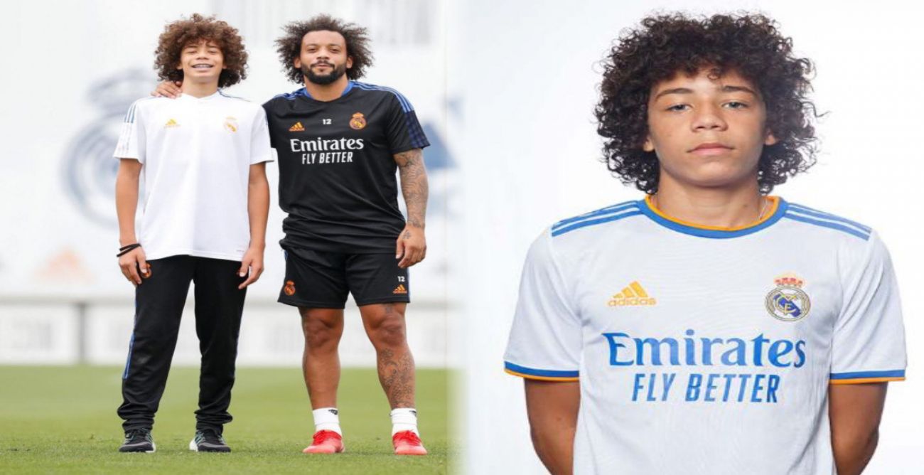 Marcelo y su hijo Enzo Alves, jugador del Infantil 'B' del Real Madrid