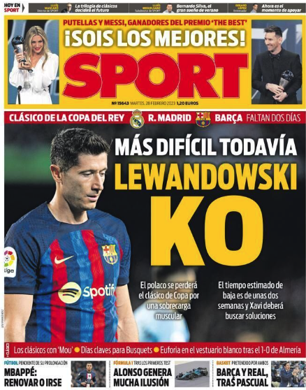 Portada del diario Sport