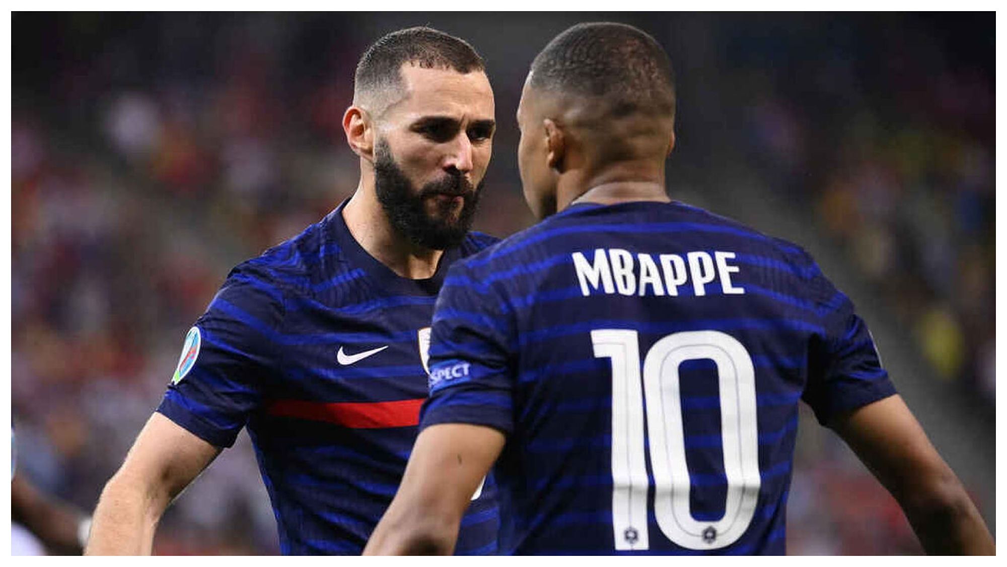 Karim Benzema y Kylian Mbappé con Francia