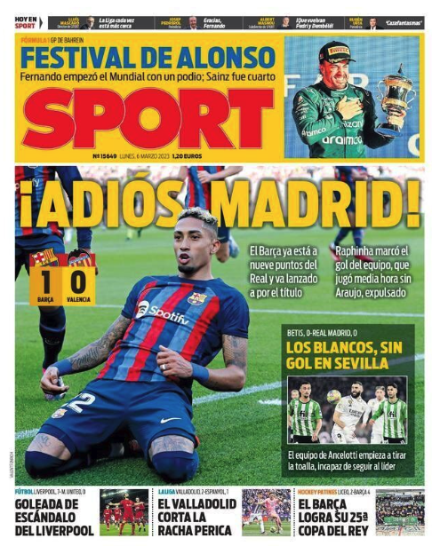 Portada de hoy del diario Sport