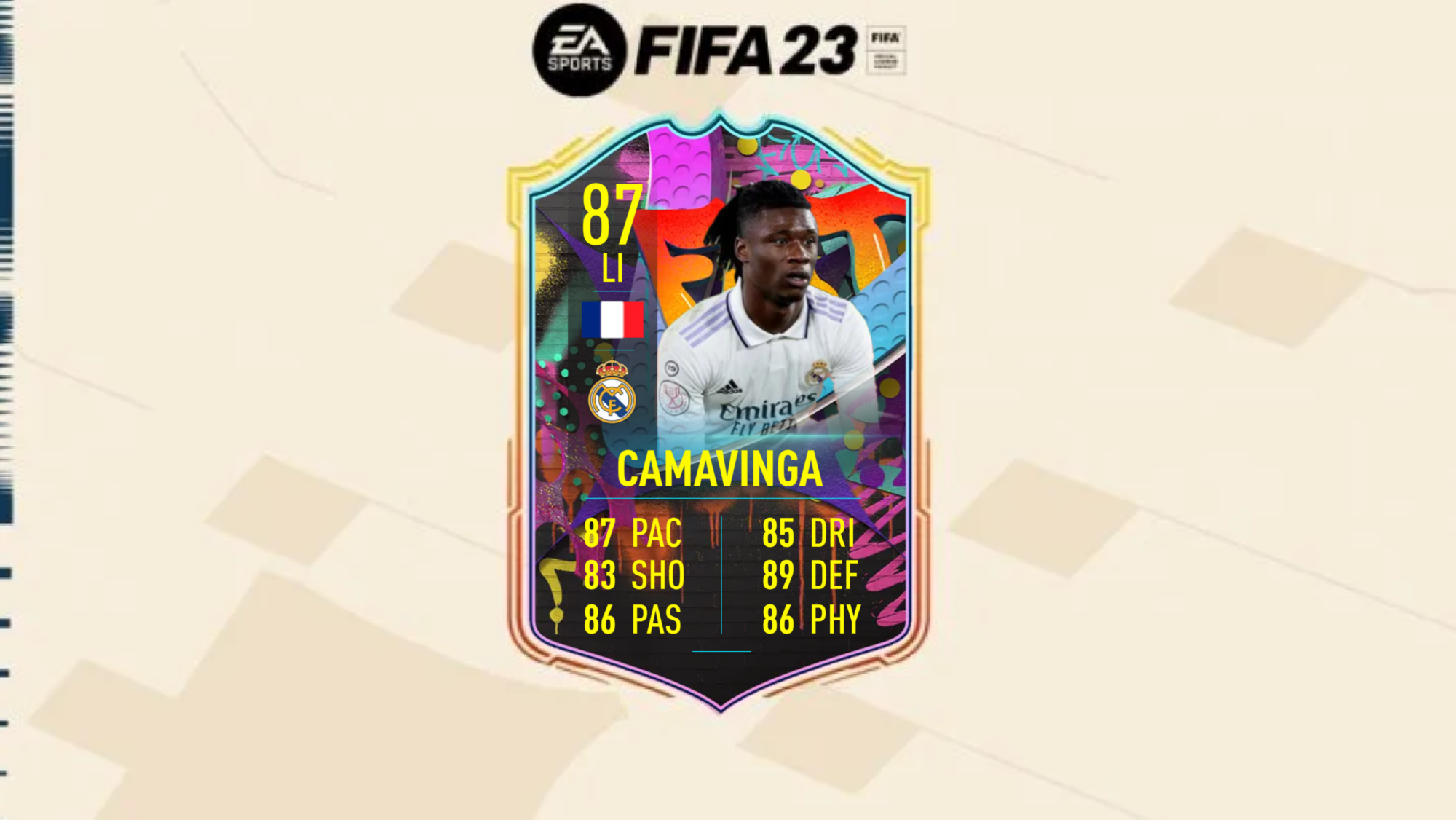 Así sería la carta de Camavinga en FIFA 23