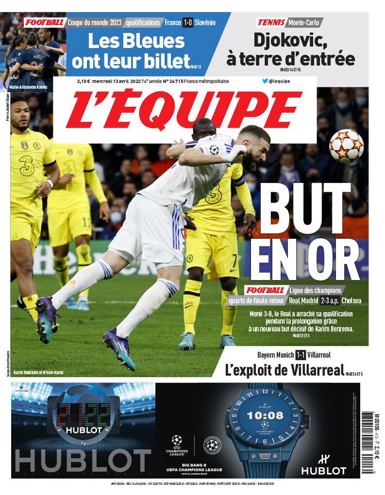 La prensa francesa rendida a Benzema: “But en or”