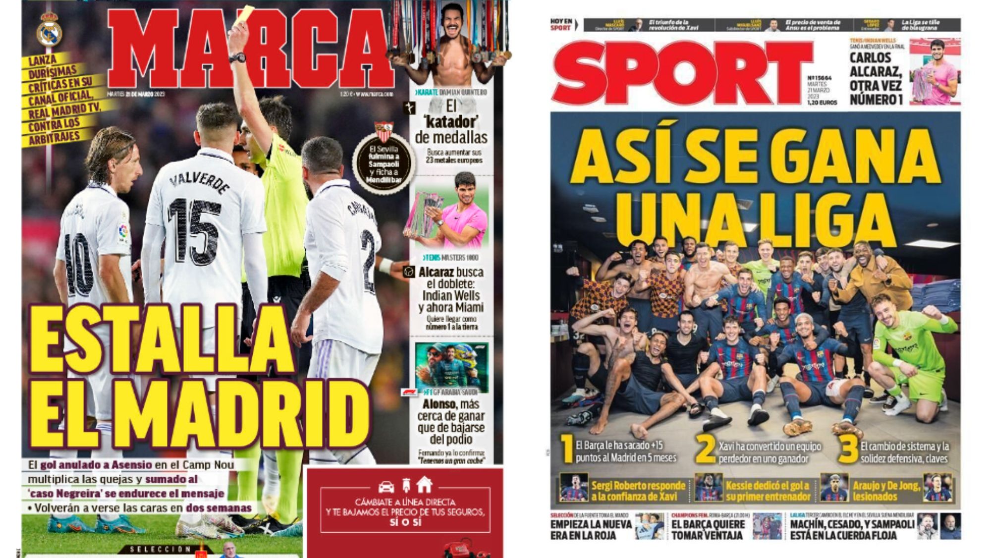 Portadas de hoy de los diarios deportivos, 21 de marzo