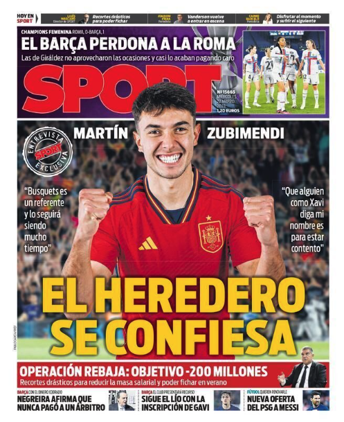 Portada de hoy del diario Sport Portada de hoy del diario Sport