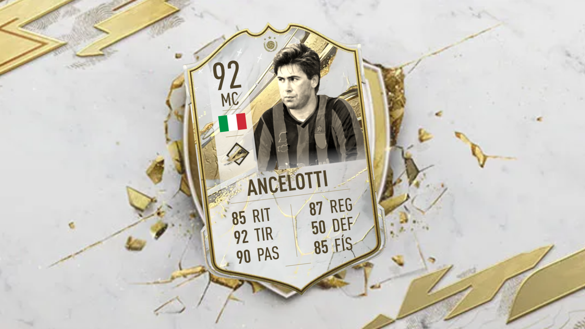 Así luciría una posible carta de Leyenda de Carlo Ancelotti en FIFA 23