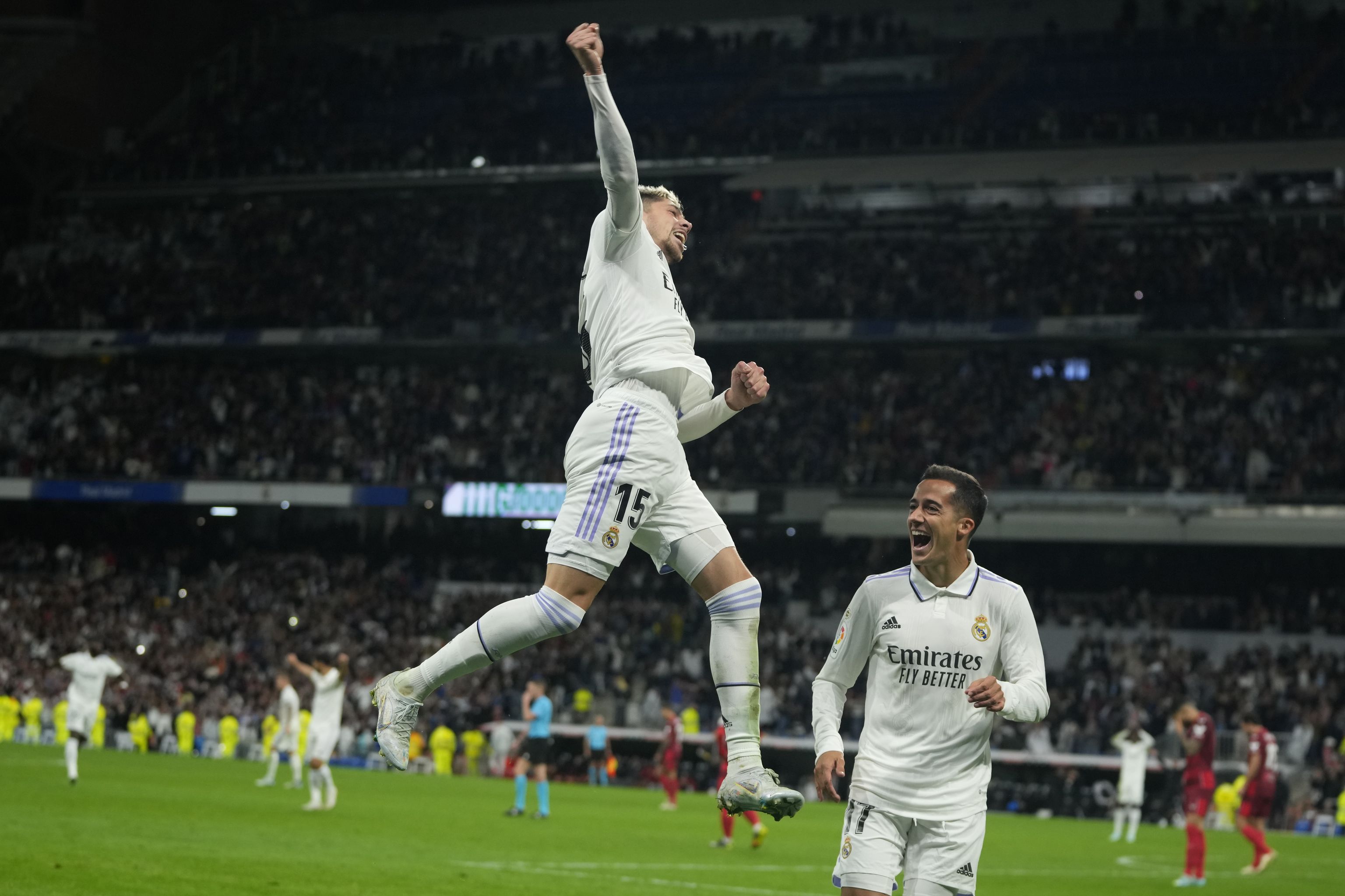Fede Valverde celebra su gol al Sevilla