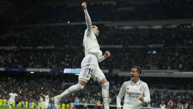 Fede Valverde celebra su gol al Sevilla