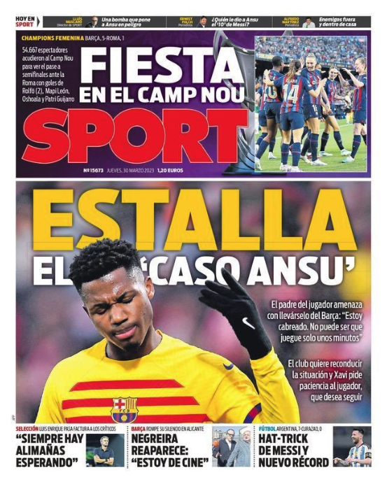 Portada de hoy de Sport Portada de hoy de Sport