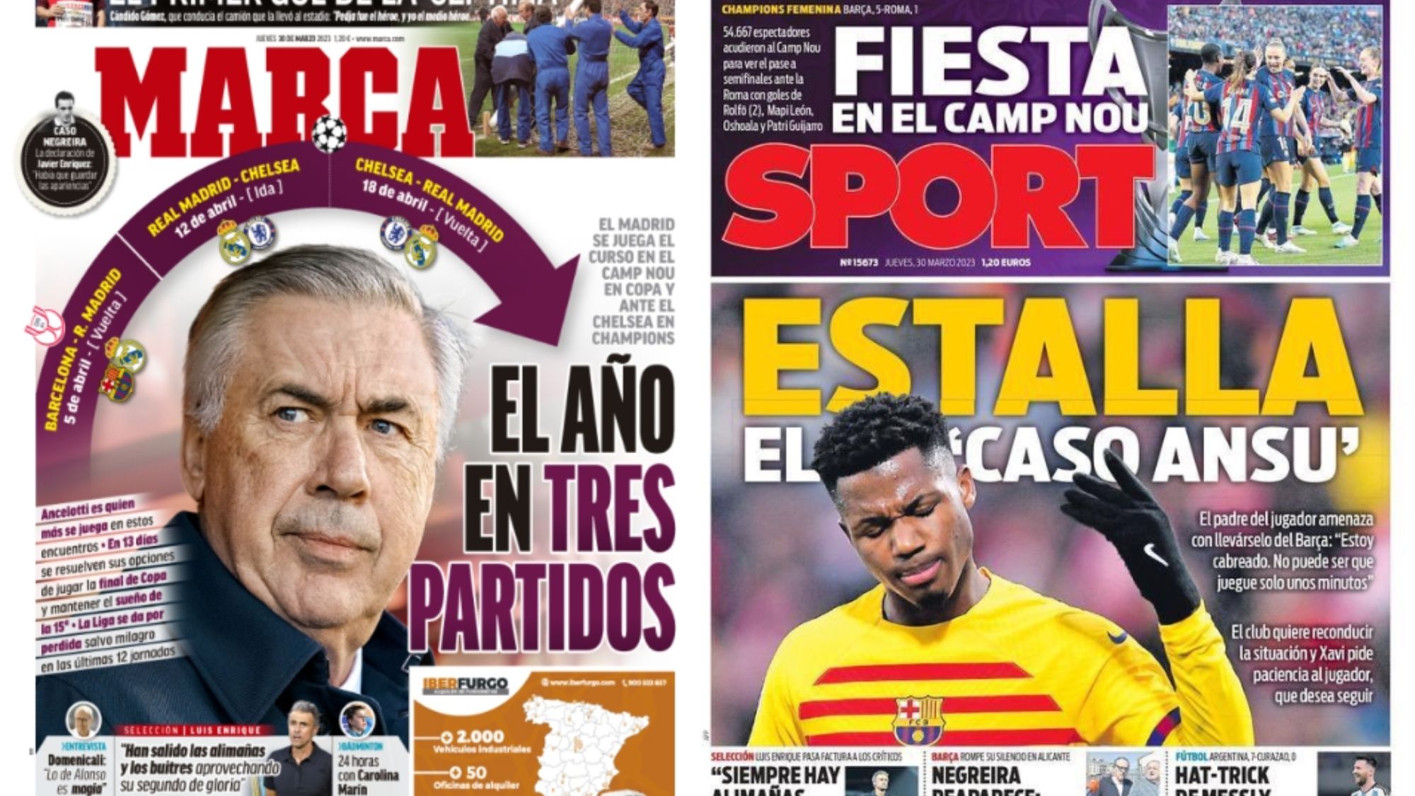 Portadas de hoy de los diarios deportivos, 30 de marzo