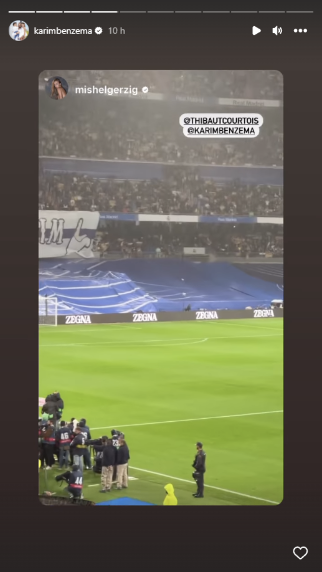 El story de Benzema reposteando a Mishel Gerzig 