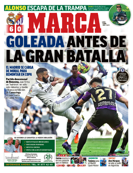 Portada de hoy del diario Marca