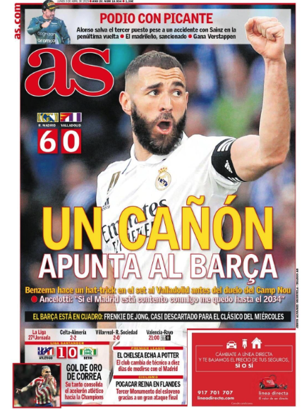 Portada de hoy del diario As Portada de hoy del diario As