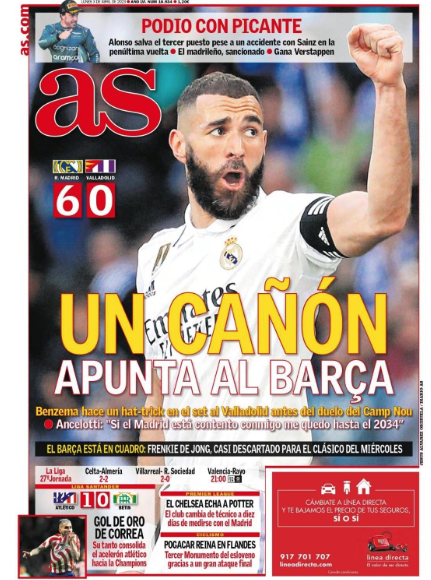 Portada de hoy del diario As