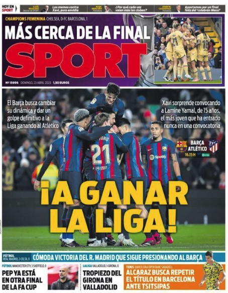 Portada de hoy del diario Sport Portada de hoy del diario Sport