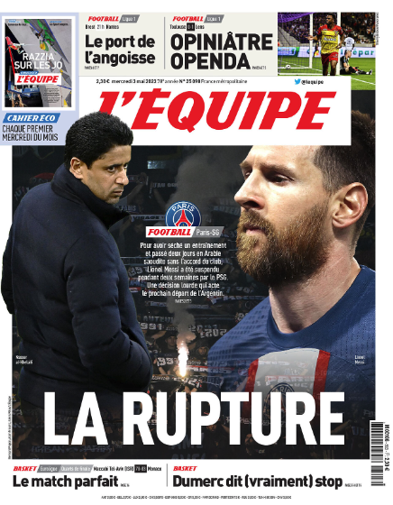 Portada de hoy del diario L'Équipe