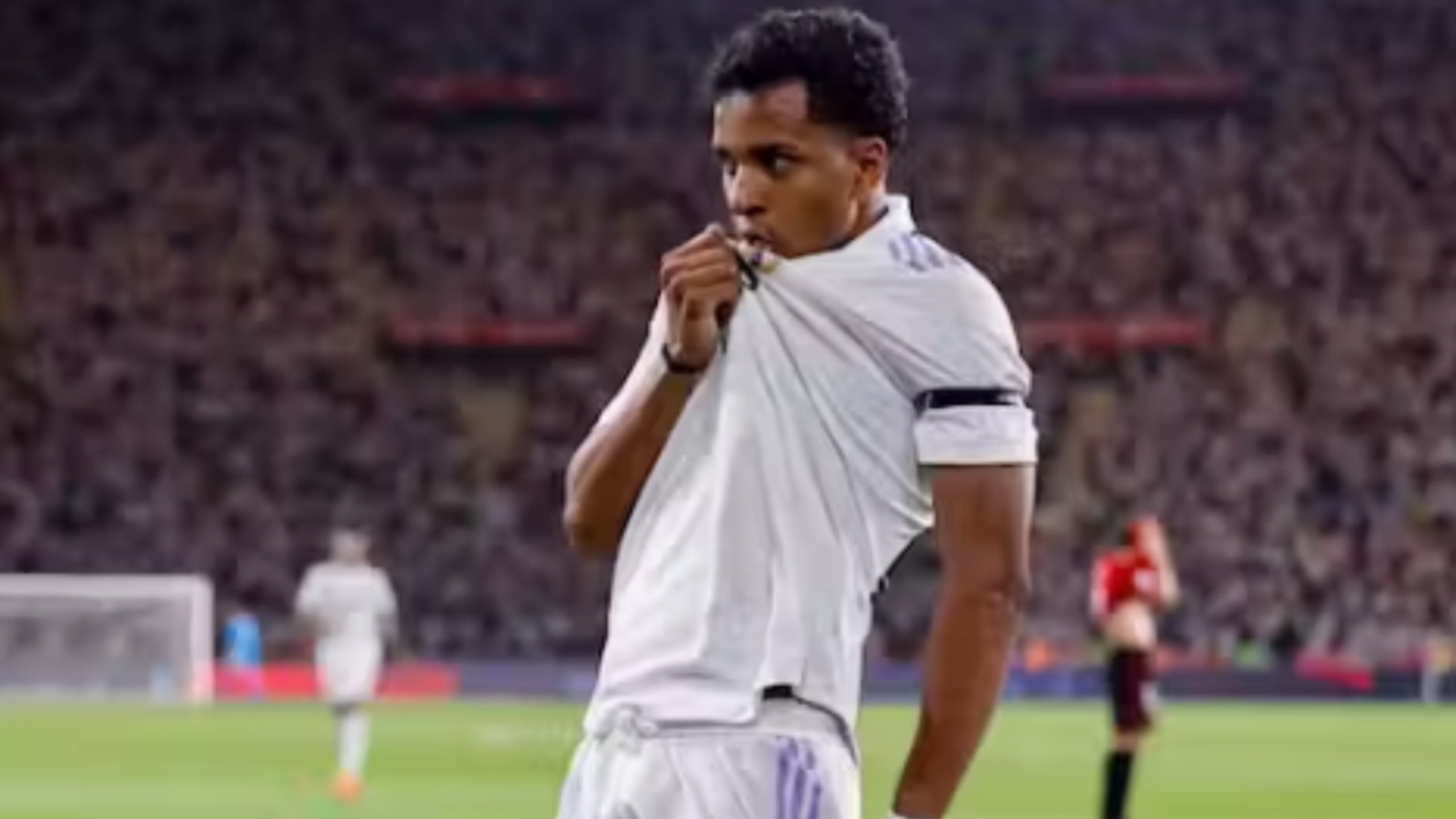 Rodrygo celebra uno de sus goles en la Copa  Rodrygo celebra uno de sus goles en la Copa