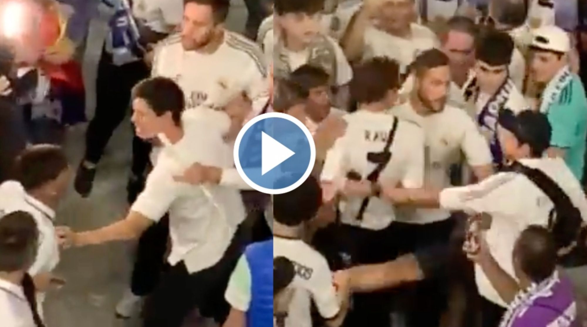 Edu Aguirre recibió una patada de un aficionado en la puerta 55 del Bernabéu Edu Aguirre recibió una patada de un aficionado en la puerta 55 del Bernabéu