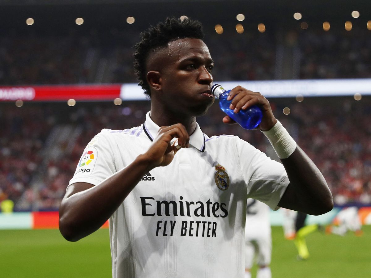 Vinicius marcó su último gol de cabeza ante el Leipzig