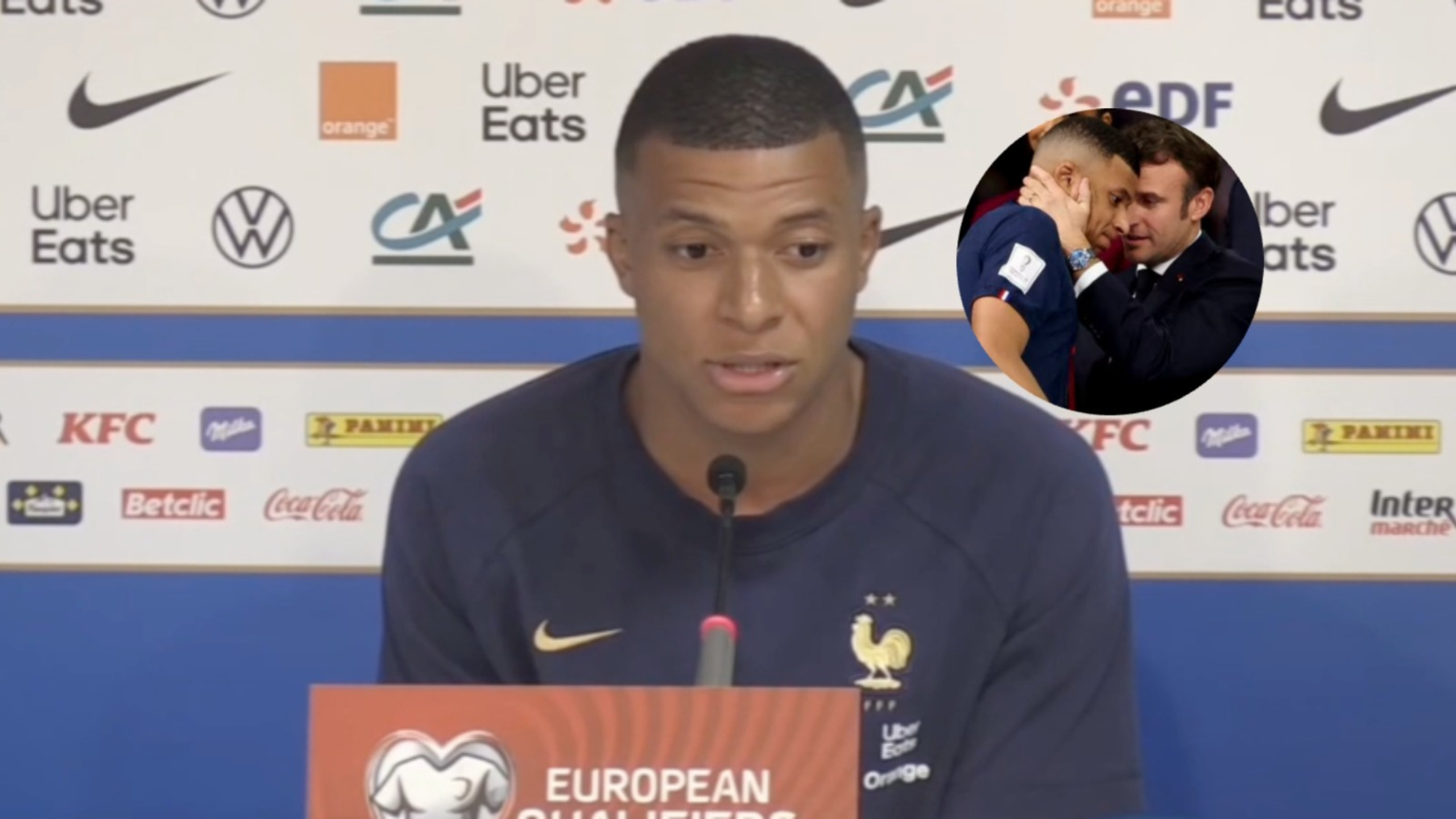 Mbappé le suelta un zasca a Macron en rueda de prensa