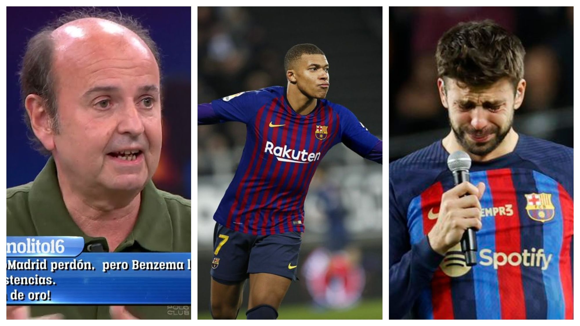 Juanma Rodríguez, Kylian Mbappé y Gerard Piqué