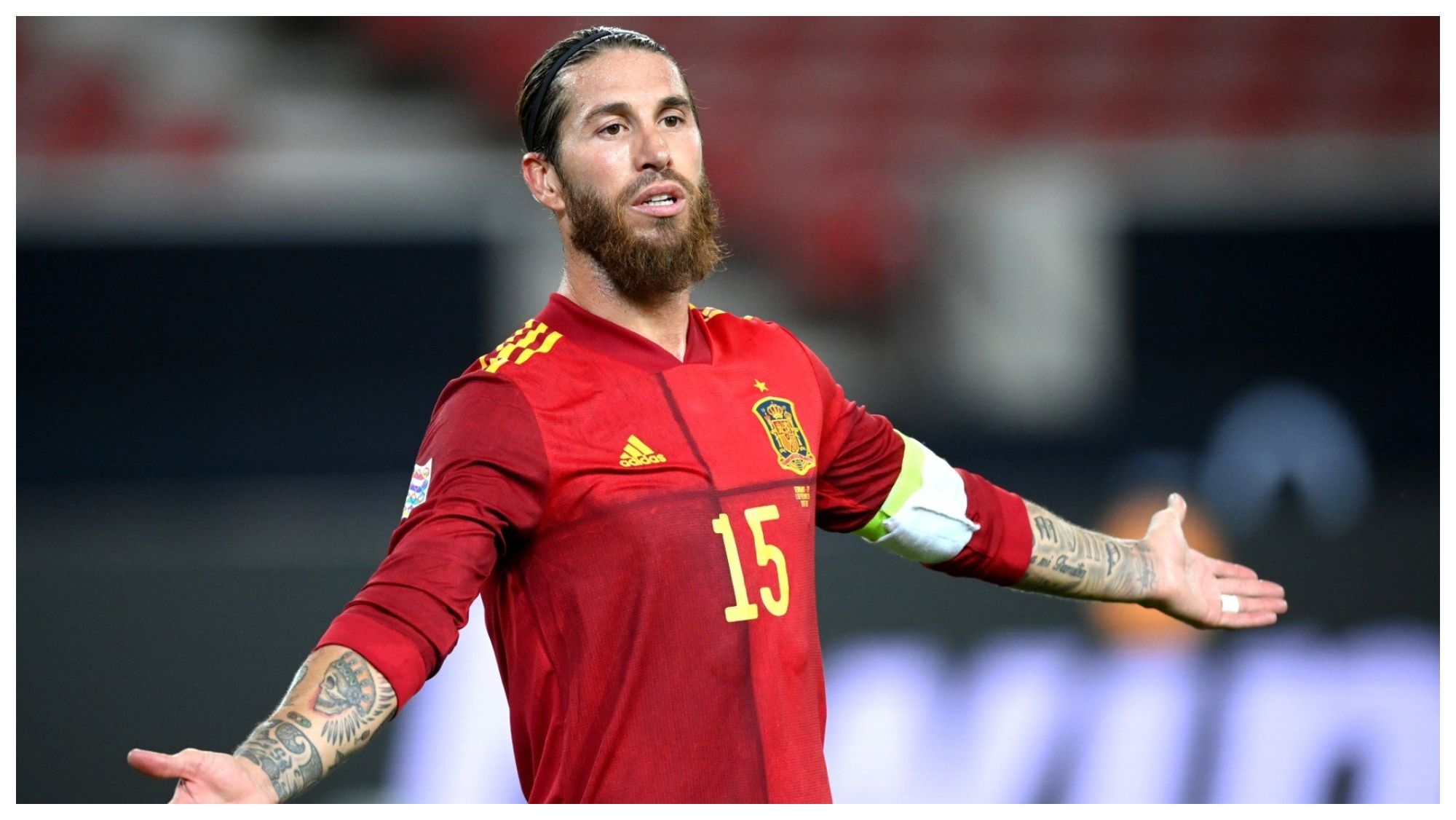 Sergio Ramos en un partido con España
