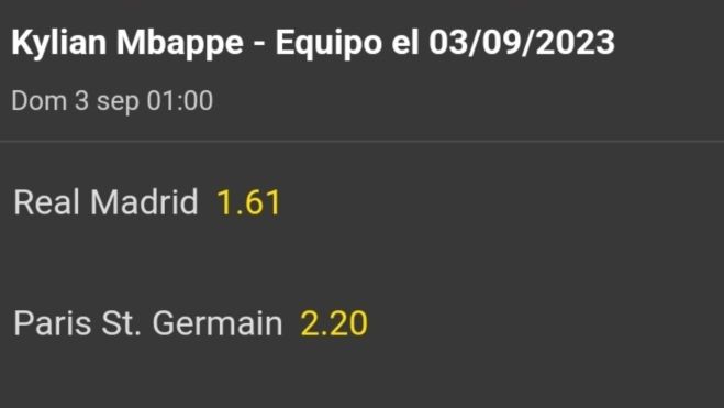 Apuesta Mbappé Real Madrid o PSG Apuesta Mbappé Real Madrid o PSG
