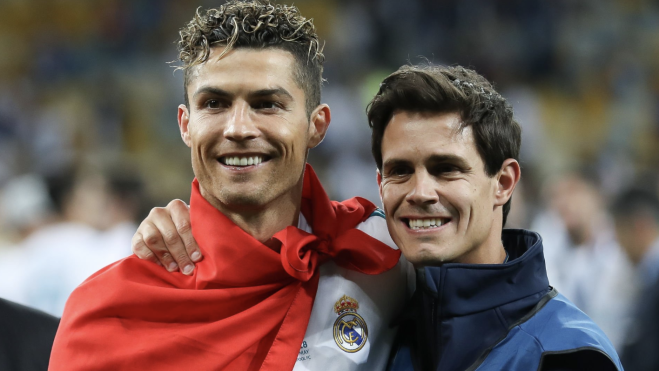 Edu Aguirre y Cristiano Ronaldo, en la final de la Champions de 2018