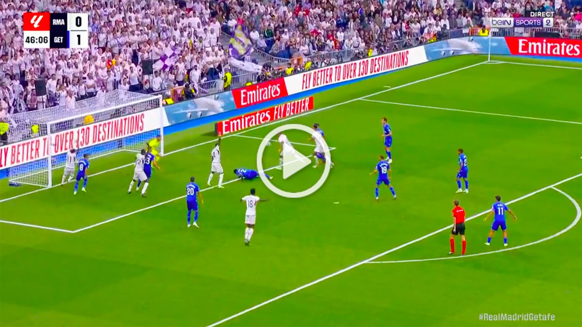 Joselu se viste de Mbappésu primer golazo en el Bernabéu