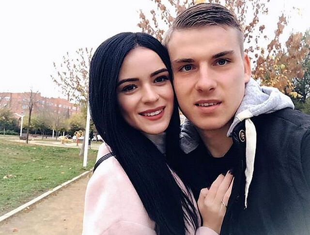 Andriy Lunin y su novia anastadia