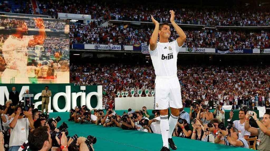 Cristiano Ronaldo en su presentación como madridista