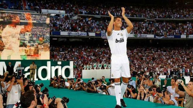 Cristiano Ronaldo en su presentación como madridista