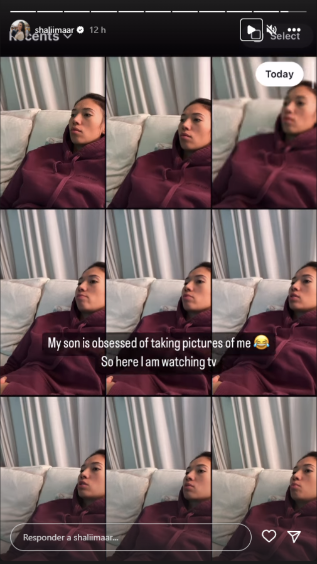 Shalimar muestra la "obra de arte" de su hijo Shalimar muestra la "obra de arte" de su hijo