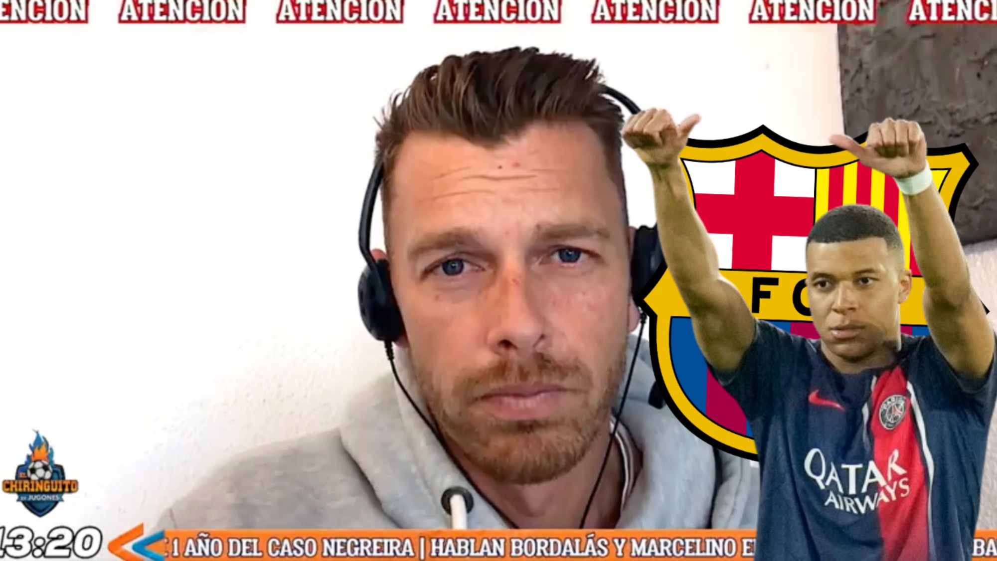 Jota Jordi pierde los papeles y habla del fichaje de Mbappé por el Barça: "Me dicen..." Jota Jordi pierde los papeles y habla del fichaje de Mbappé por el Barça: "Me dicen..."