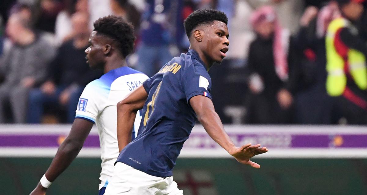 Tchouameni celebra su gol en cuartos ante Inglaterra