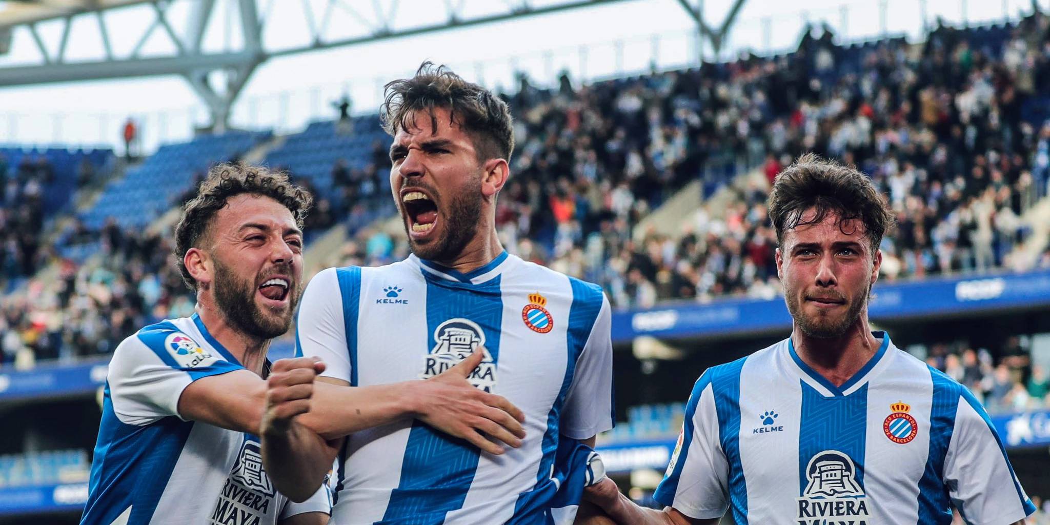 Jugadores del Espanyol celebrando un gol