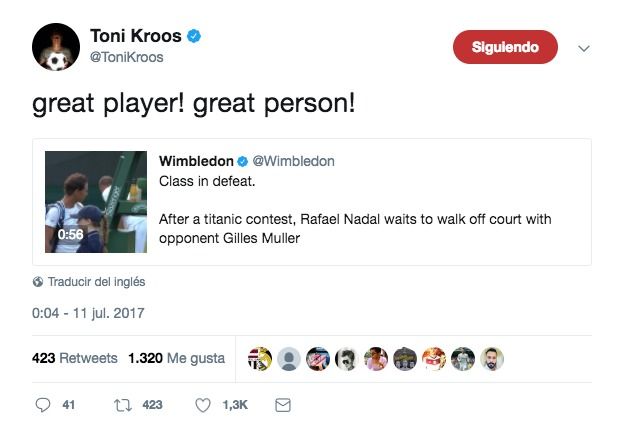 Tony Kroos a Rafael Nadal Tony Kroos a Rafael Nadal