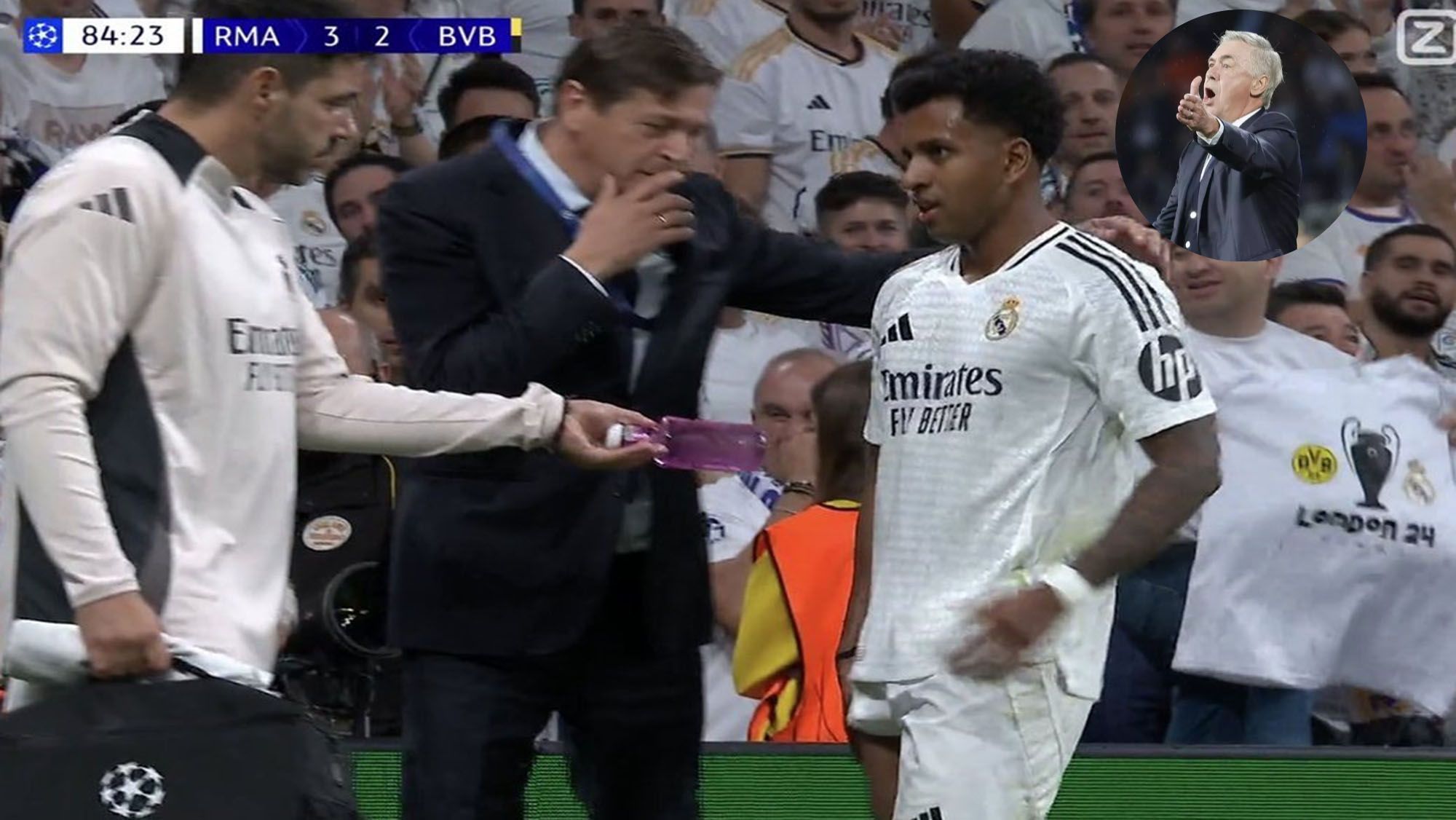 El Real Madrid remonta pero pierde a Rodrygo por el camino: se fue lesionado y Ancelotti, desesperado
