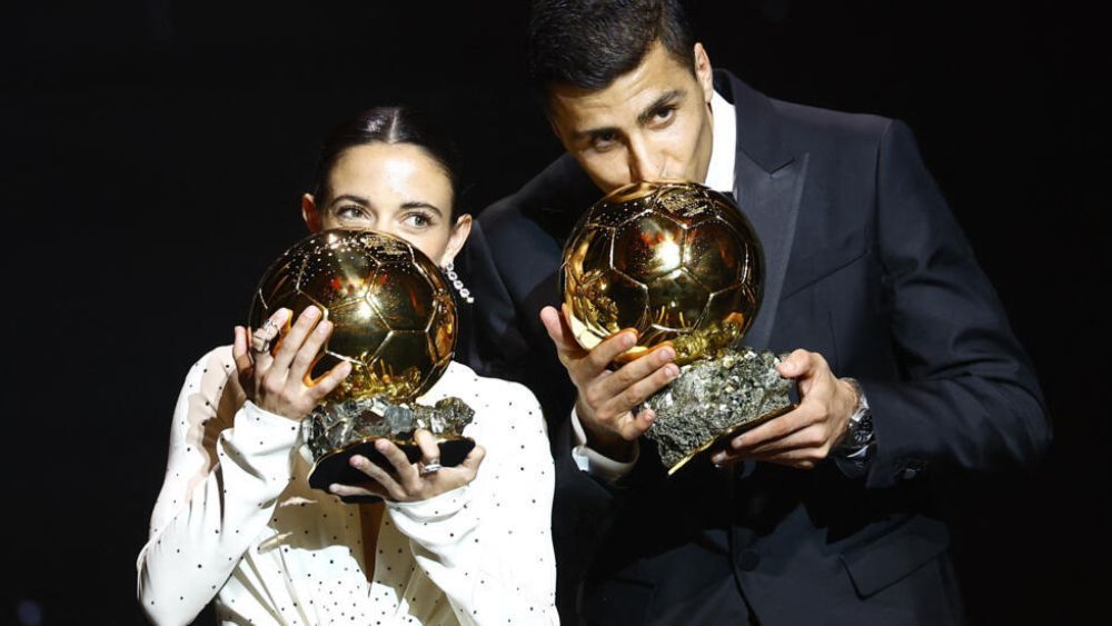 Rodri Hernández y Aitana Bonmatí, con el Balón de Oro femenino y masculino 2024, respectivamente.