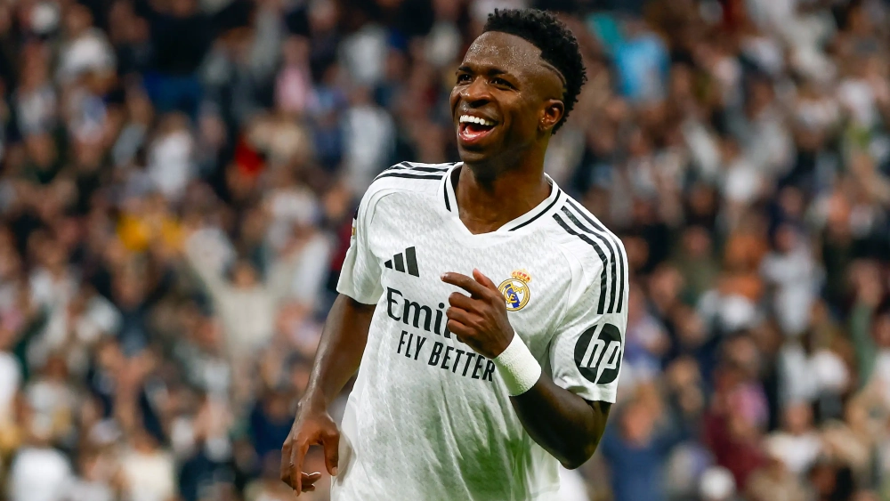 Vinícius Jr. durante la celebración de uno de sus goles ante CA Osasuna. Vinícius Jr. durante la celebración de uno de sus goles ante CA Osasuna.