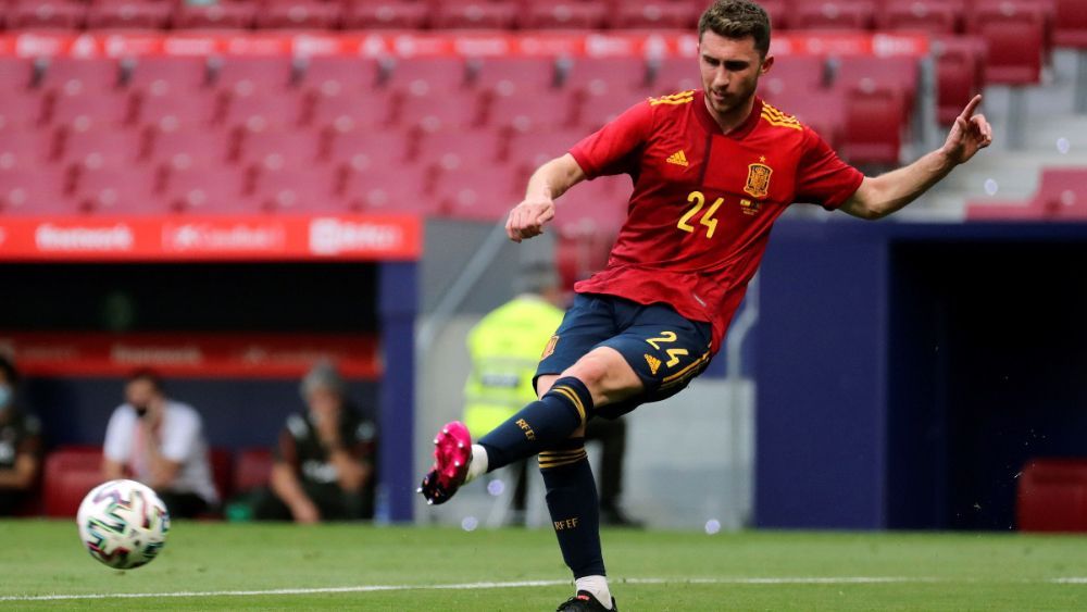 Laporte, en un partido con la Selección española. Laporte, en un partido con la Selección española.