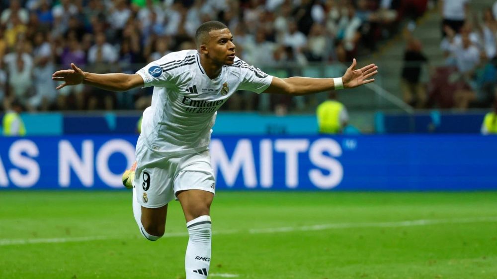 Mbappé celebrando su primer gol con la camiseta del Real Madrid Mbappé celebrando su primer gol con la camiseta del Real Madrid