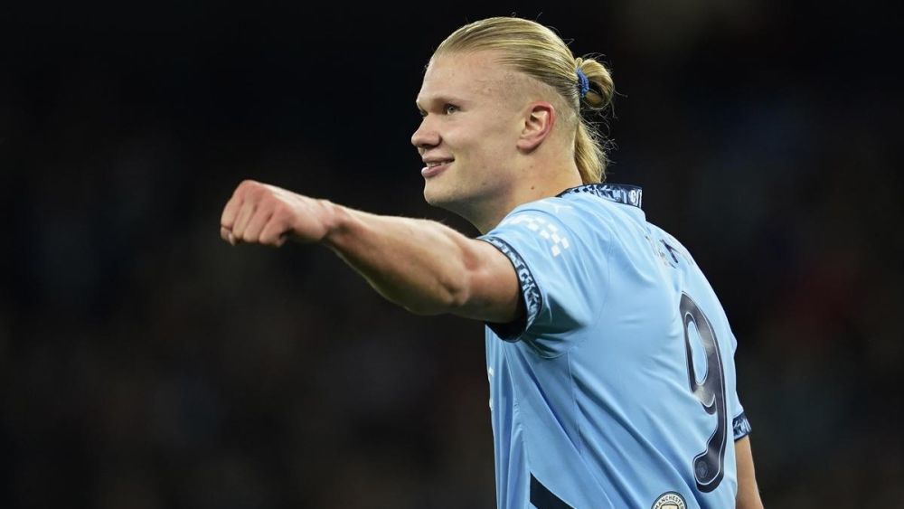 Erling Haaland celebrando un gol con el Manchester City. Erling Haaland celebrando un gol con el Manchester City.