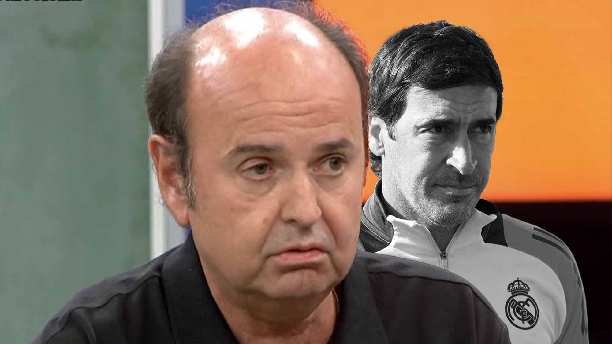 Juanma Rodríguez serio y Raúl de fondo en blanco y negro