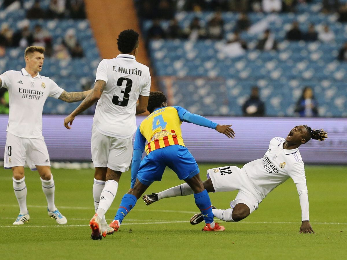 Militao en el partido de ayer frente al Valencia