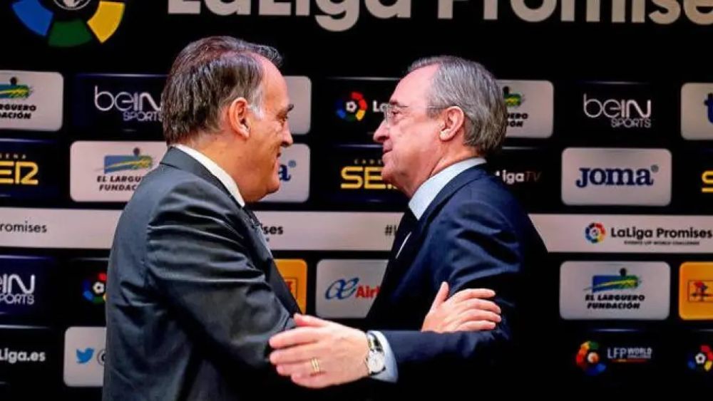 Javier Tebas y Florentino Pérez. Javier Tebas y Florentino Pérez.
