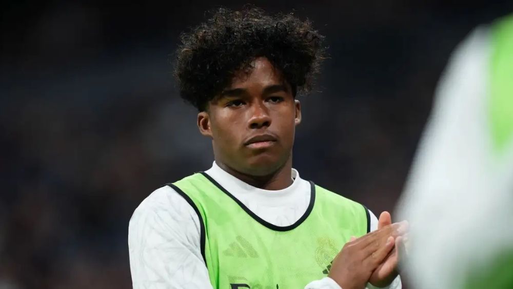 Endrick, en un calentamiento con el Real Madrid. Endrick, en un calentamiento con el Real Madrid.