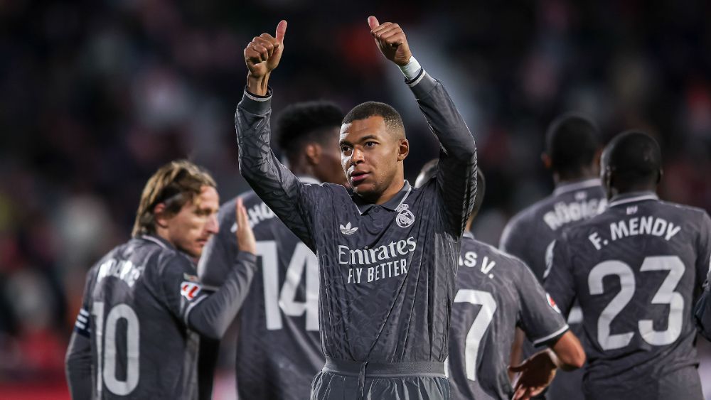 Kylian Mbappé, celebrando su gol al Girona. Kylian Mbappé, celebrando su gol al Girona.