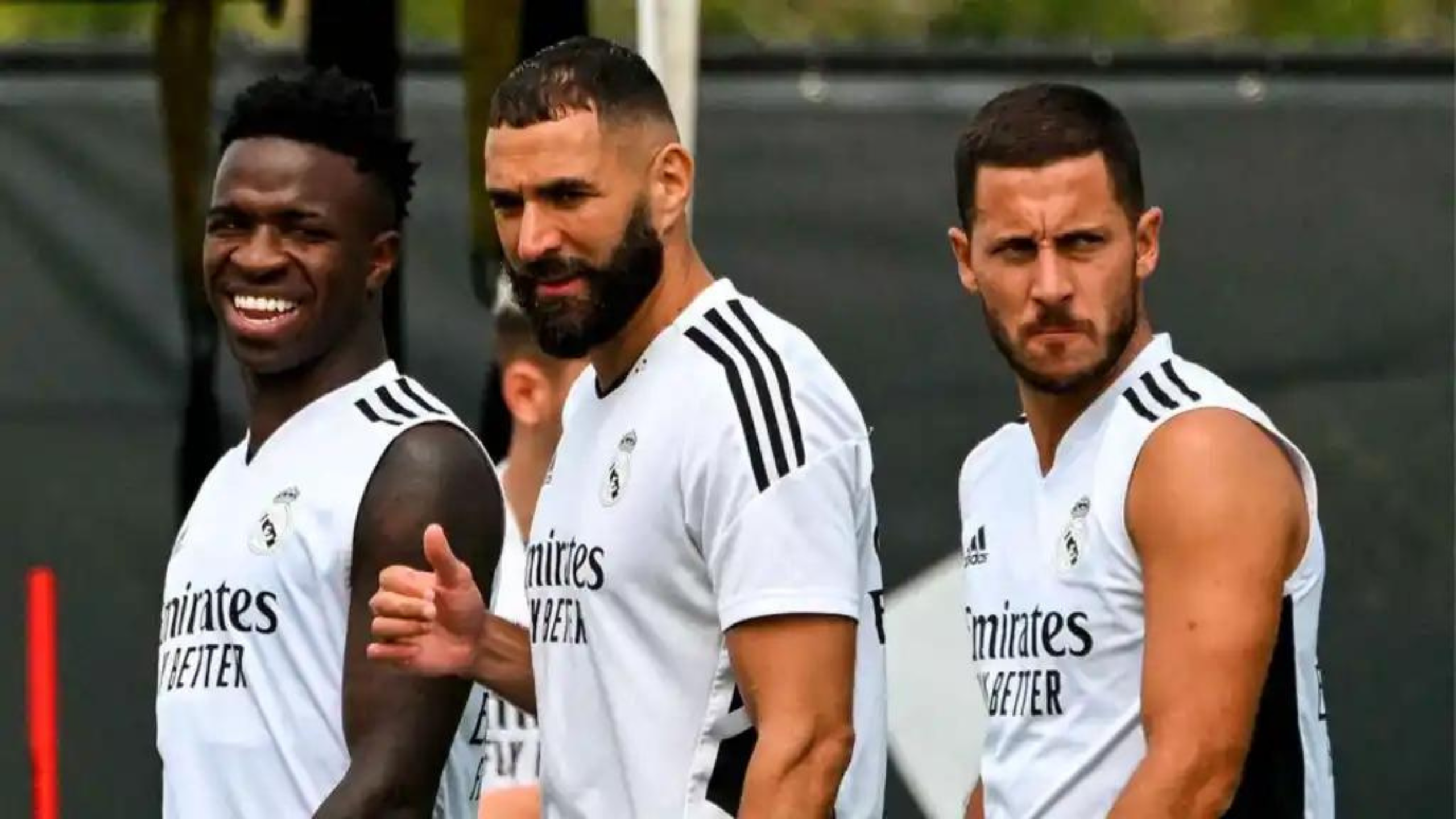 Vinicius junto a Benzema y Hazard 