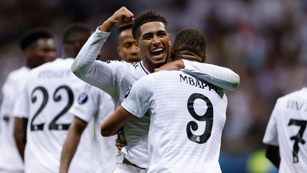 Jugadores del Real Madrid celebrando un gol. 